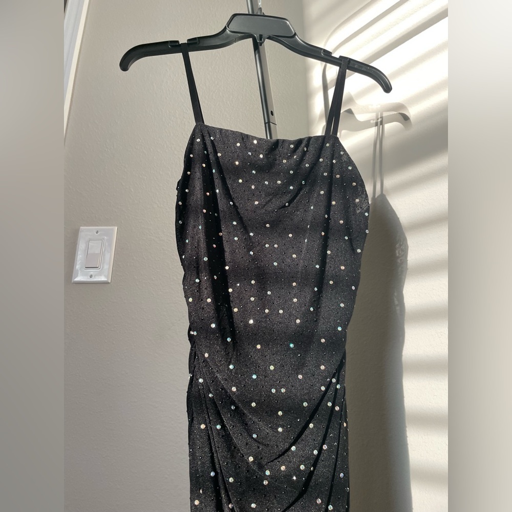 NWT Black Mesh Rhinestone Mini Dress